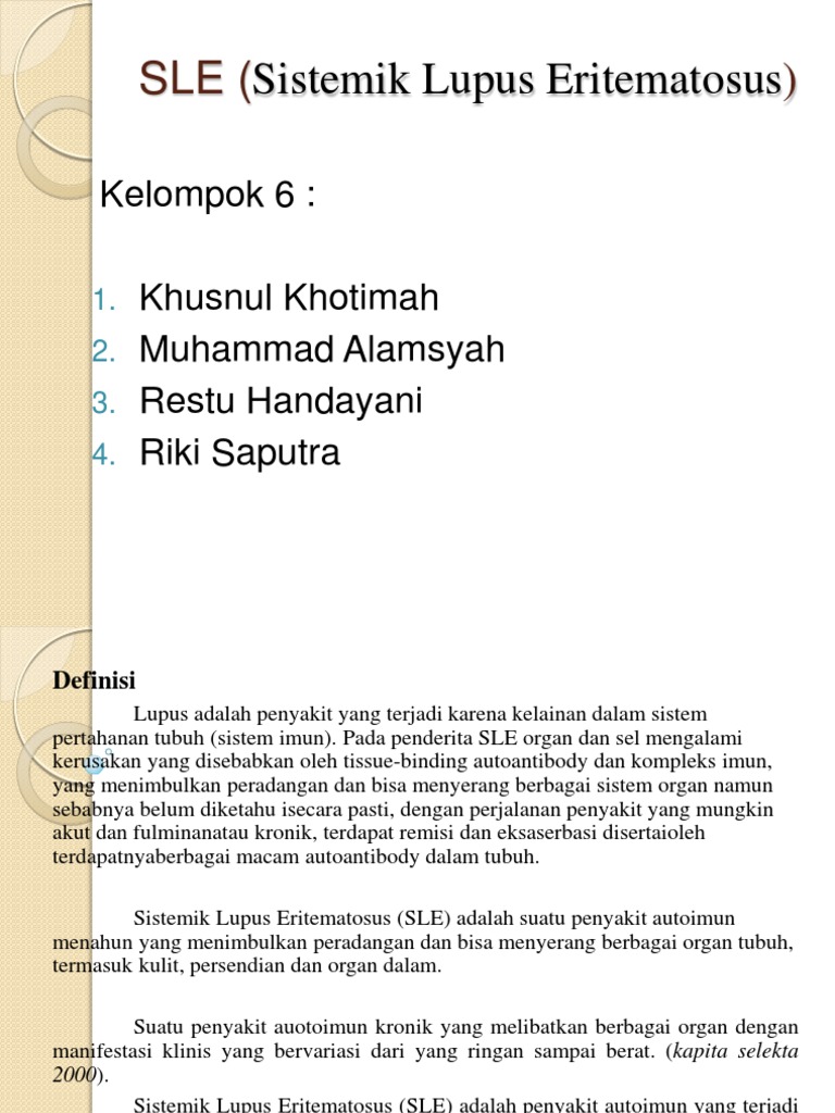 Ppt Sle Sistemik Lupus Eritematosus