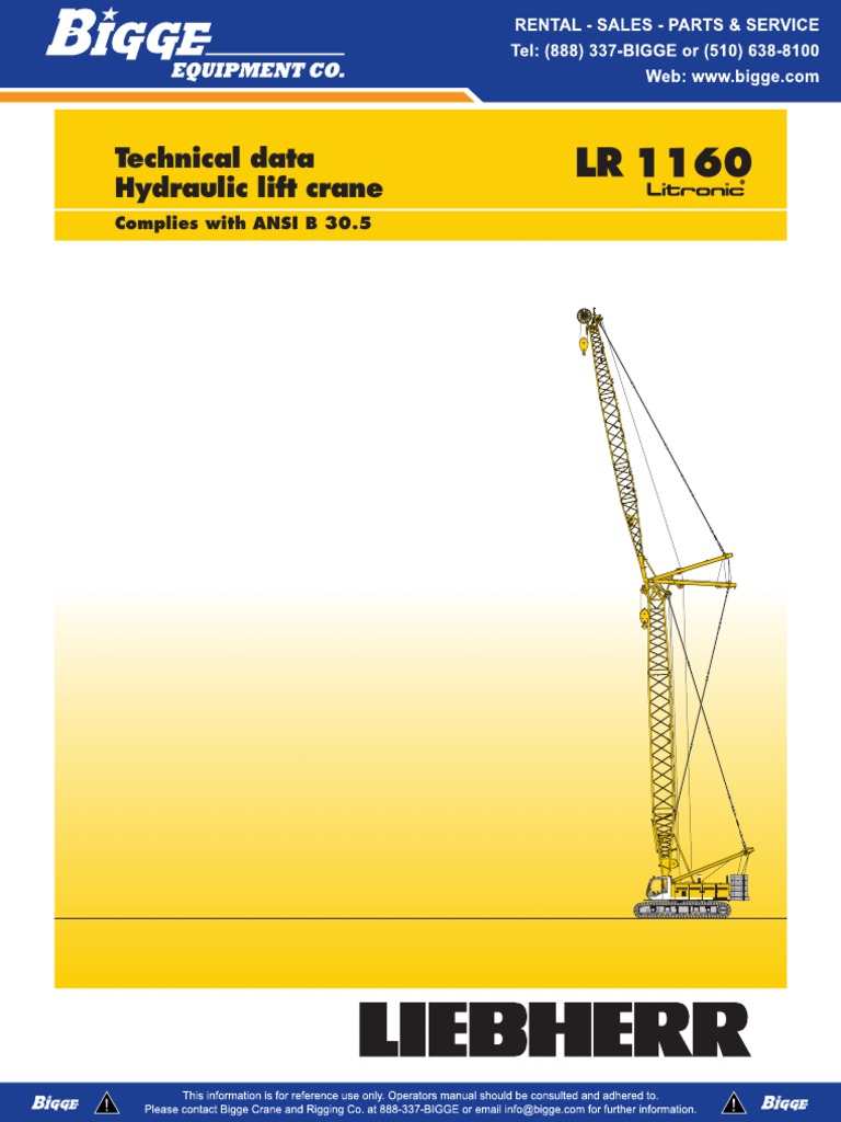 Liebherr LR1160 Crane Chart Crane (Machine) Elevator
