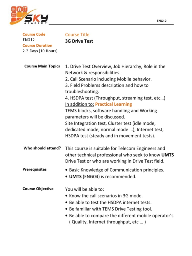 3G Drive Test Course Overview | PDF