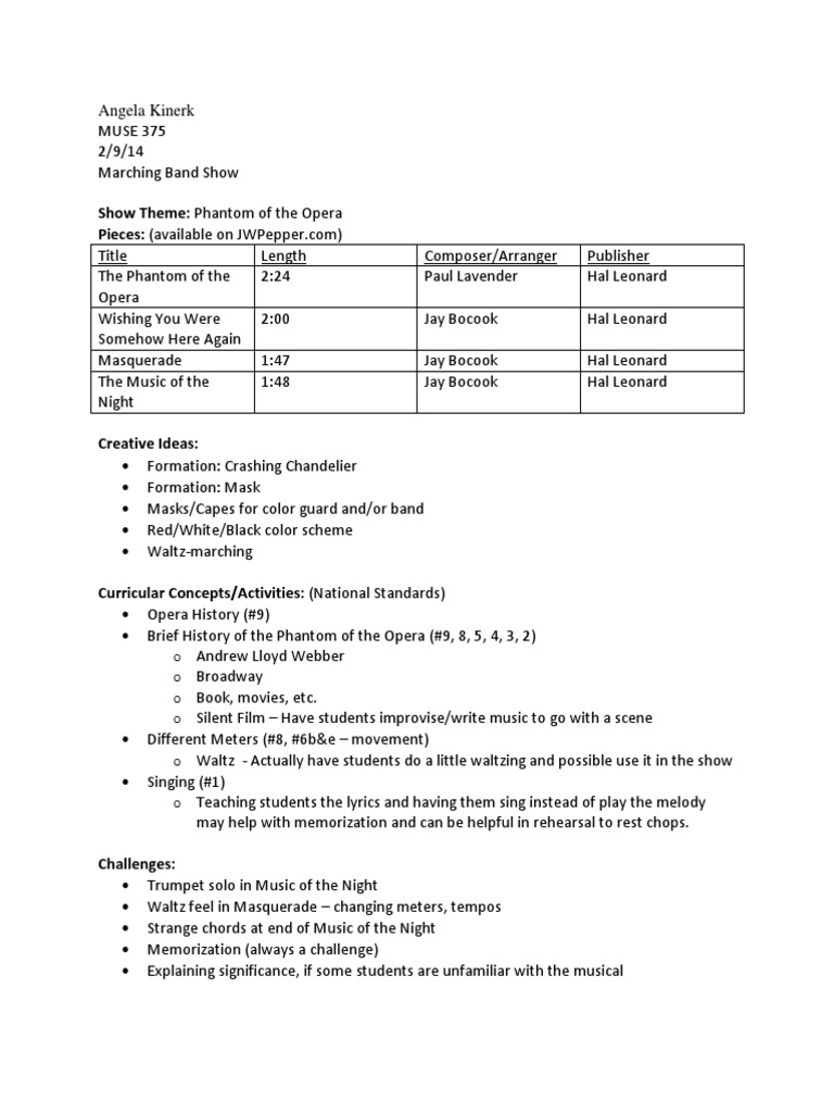 375 Marching Band Show PDF Performing Arts Classical Music