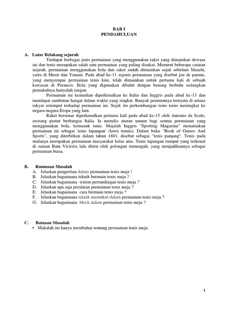 Makalah Tenis Meja