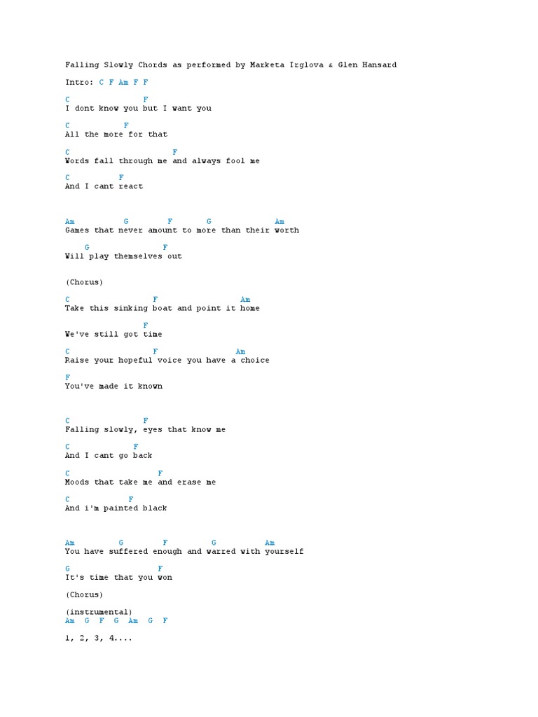 Falling Slowly Chords