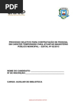 Prova de Auxiliar de Biblioteca