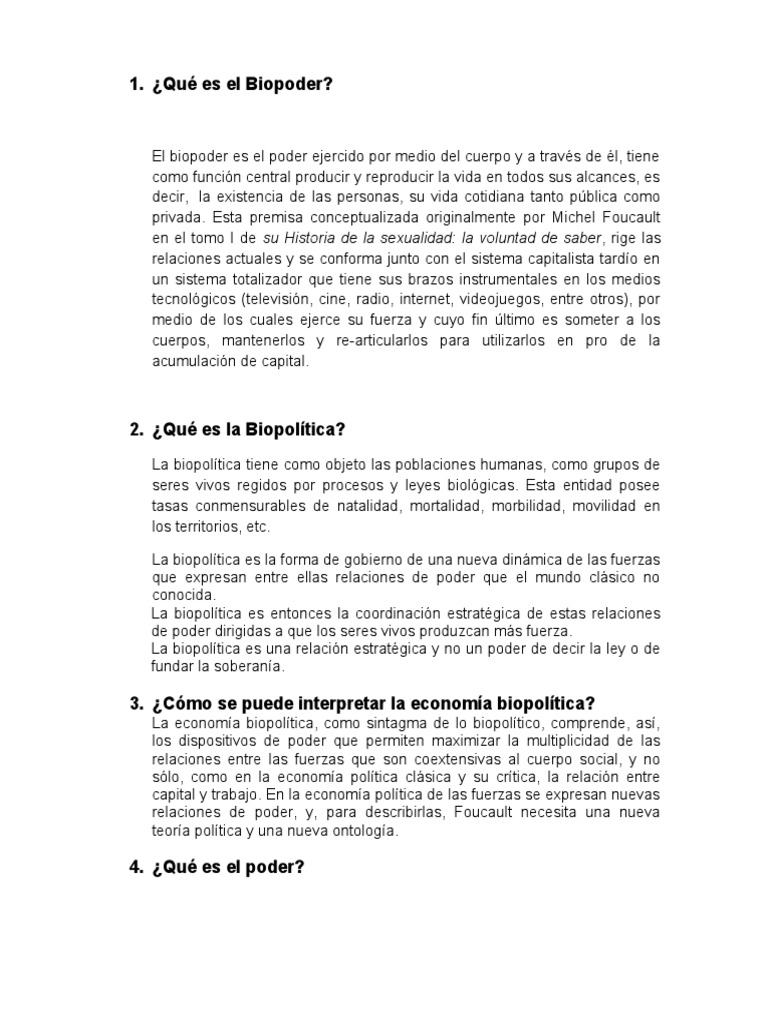 Qué Es El Biopoder | PDF | Planificación | Calidad (comercial)