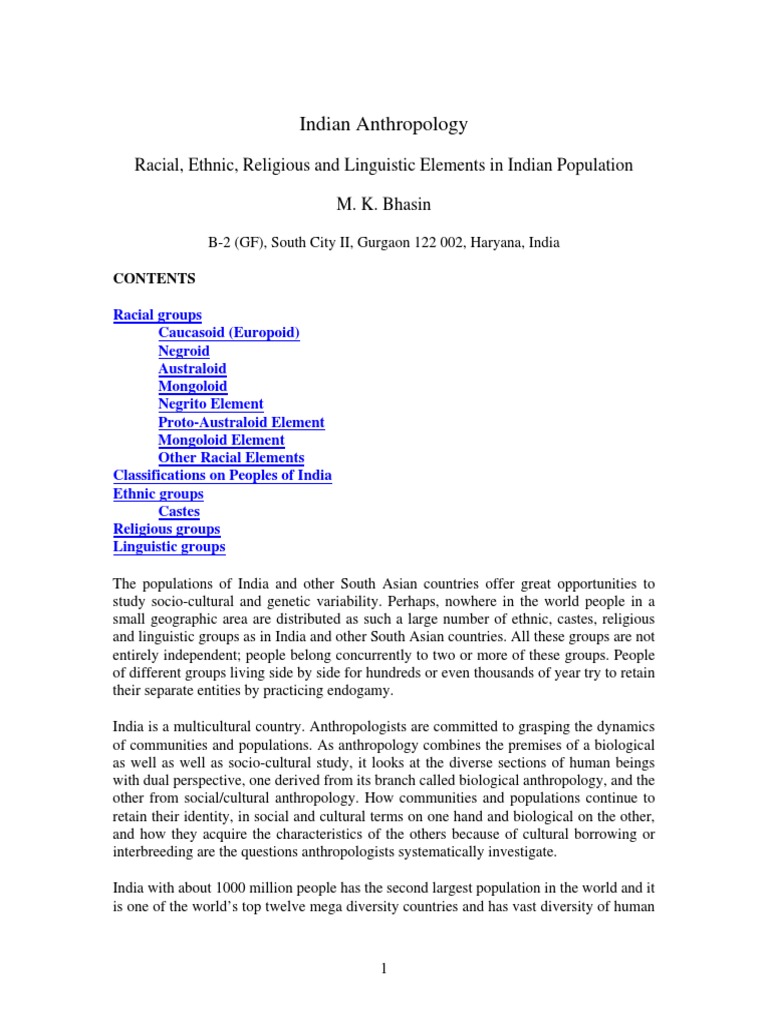 Racial and Ethnic Diversity in India | PDF | Race (Human Categorization ...