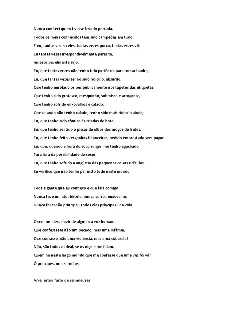 Qual Relação Podemos Fazer Entre O Poema Em Linha Reta