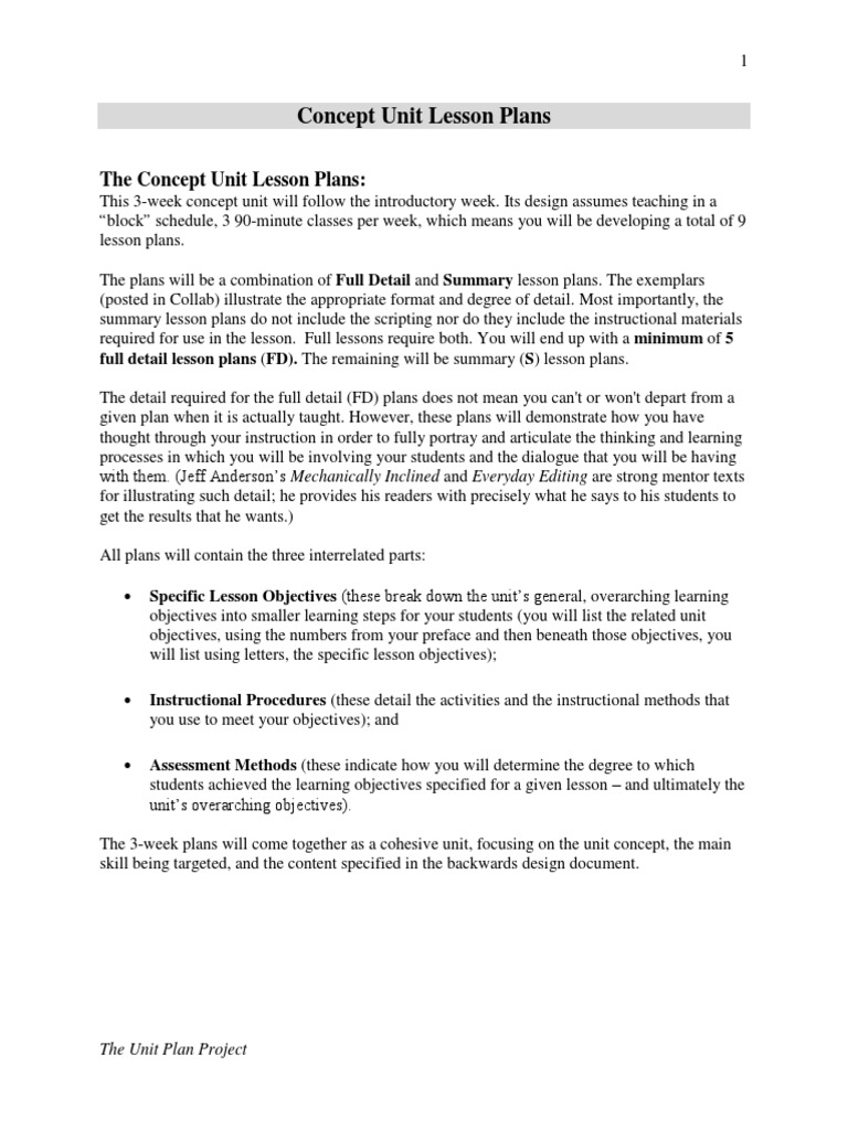 3-Week Concept Unit Lesson Plans | PDF | Lesson Plan | Learning