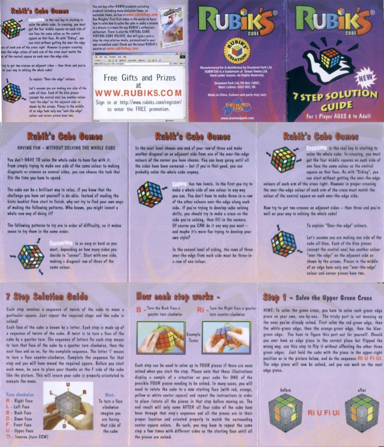Rubik's Cube 7 Step Solution Guide PDF Early Childhood Education