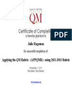 QM Rubric Certificate