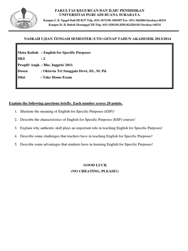 English For Specific Purpose Assignment