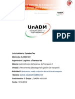 ACTIVIDAD 1 U2 Indicadores para La Evaluacion Del Servicio de Transporte