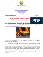 Arson Awareness Week Is May 4-10, 2014 "Vehicle Arson - A Combustible Crime"