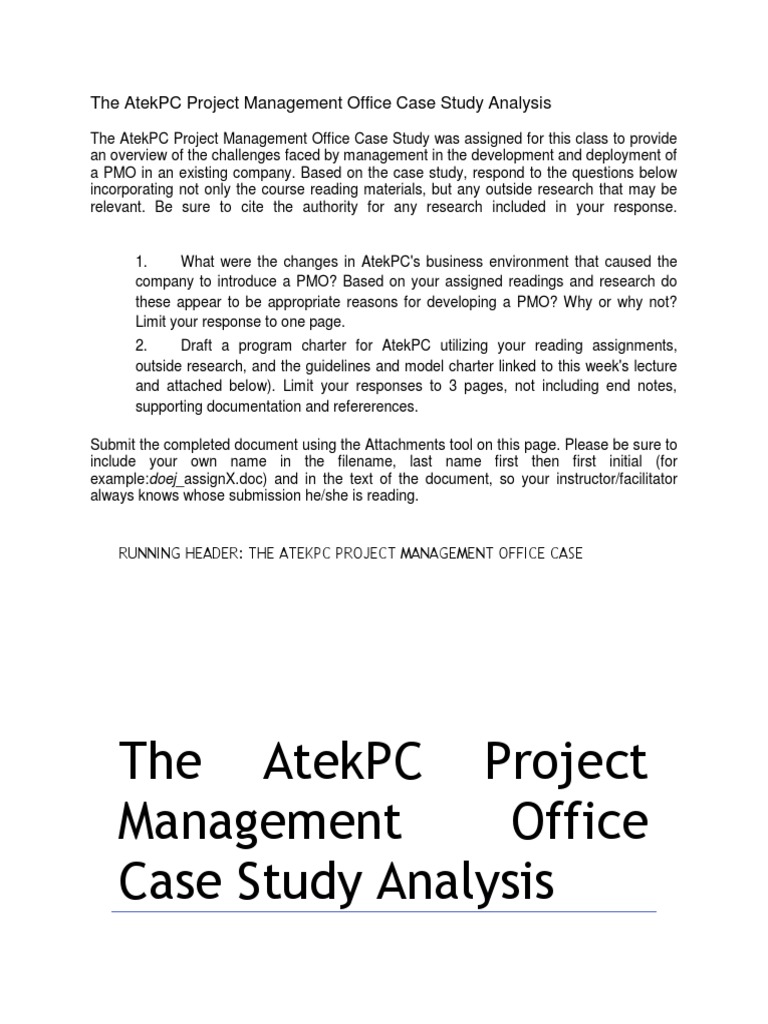 AtekPC PMO Case Study Analysis | PDF | Chief Information Officer ...