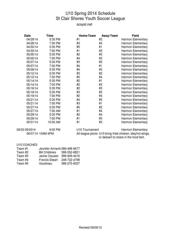 Soccer Schedules | PDF