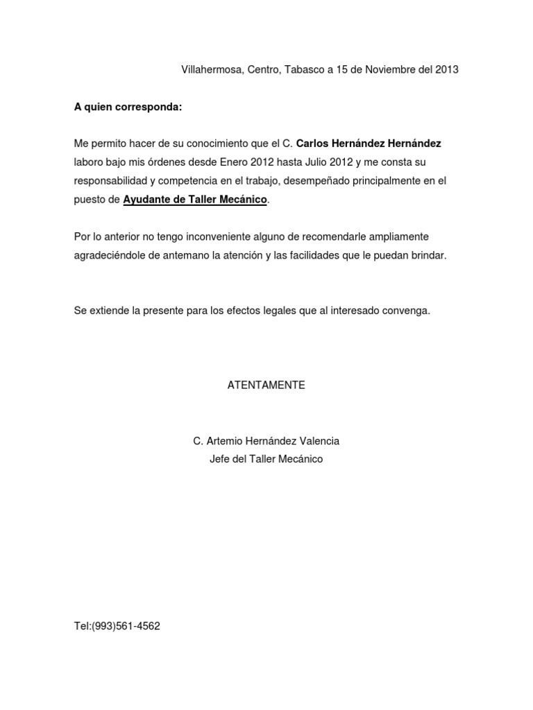 Carta de Recomendacion 1
