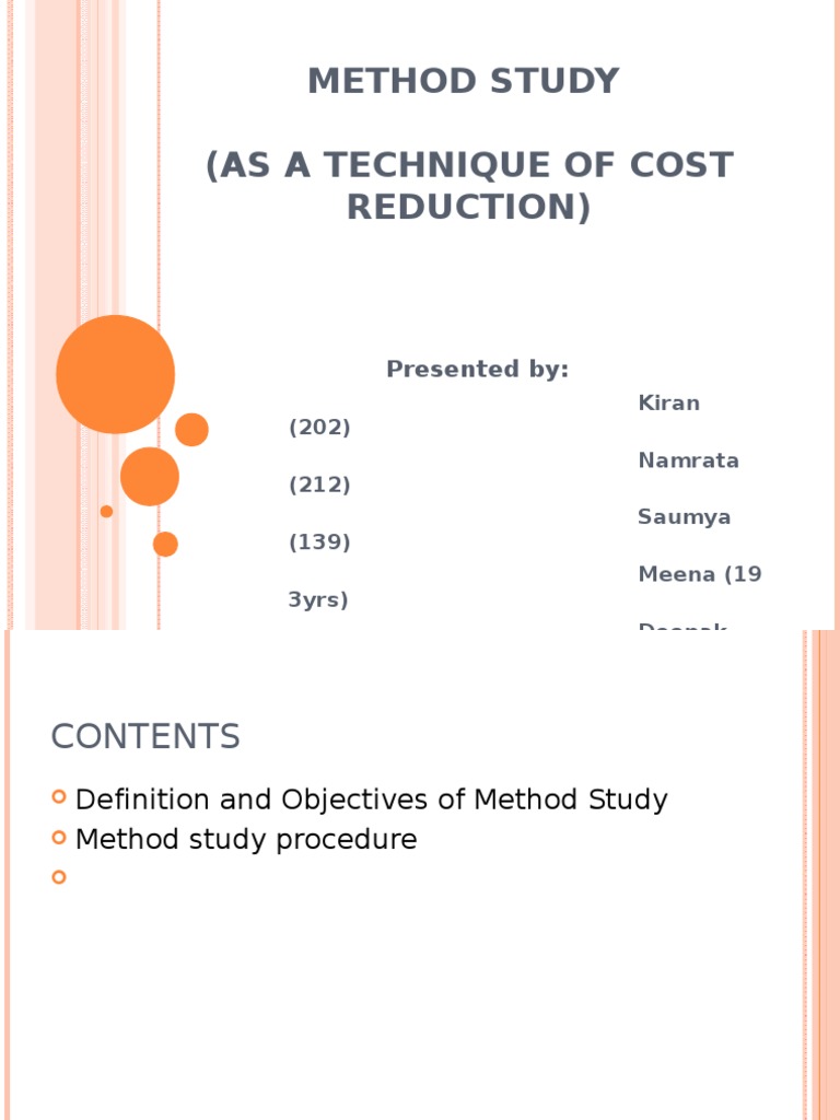 Method Study for Cost Reduction | PDF | Time