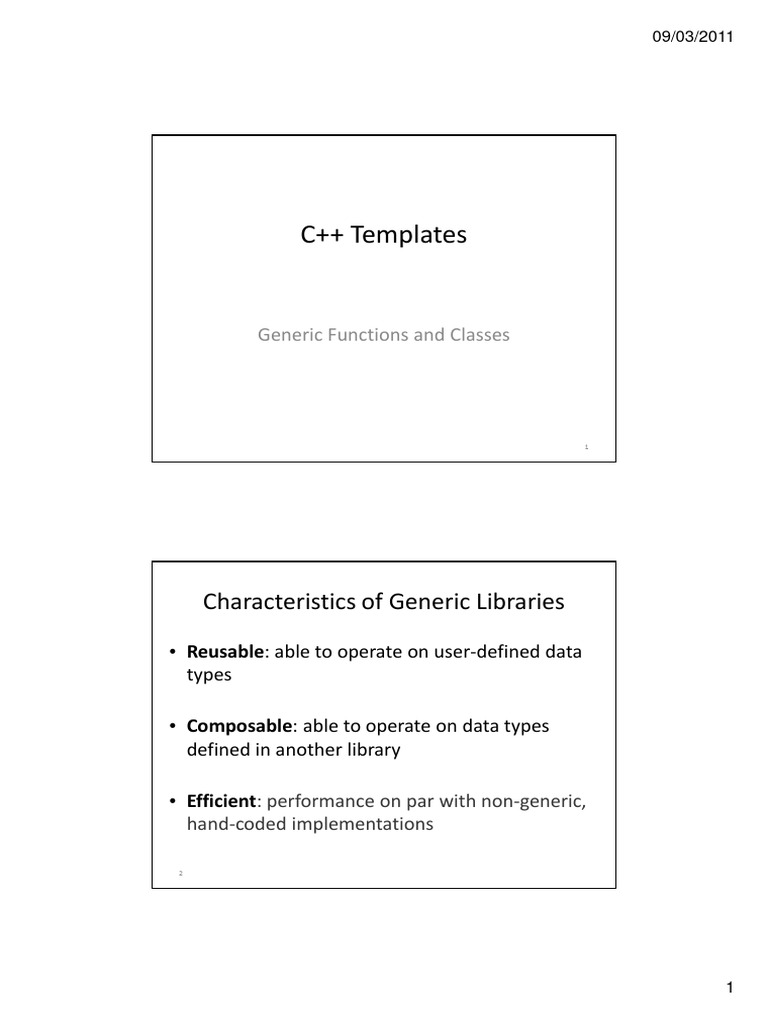 C++ Templates: Characteristics of Generic Libraries | PDF | Parameter ...