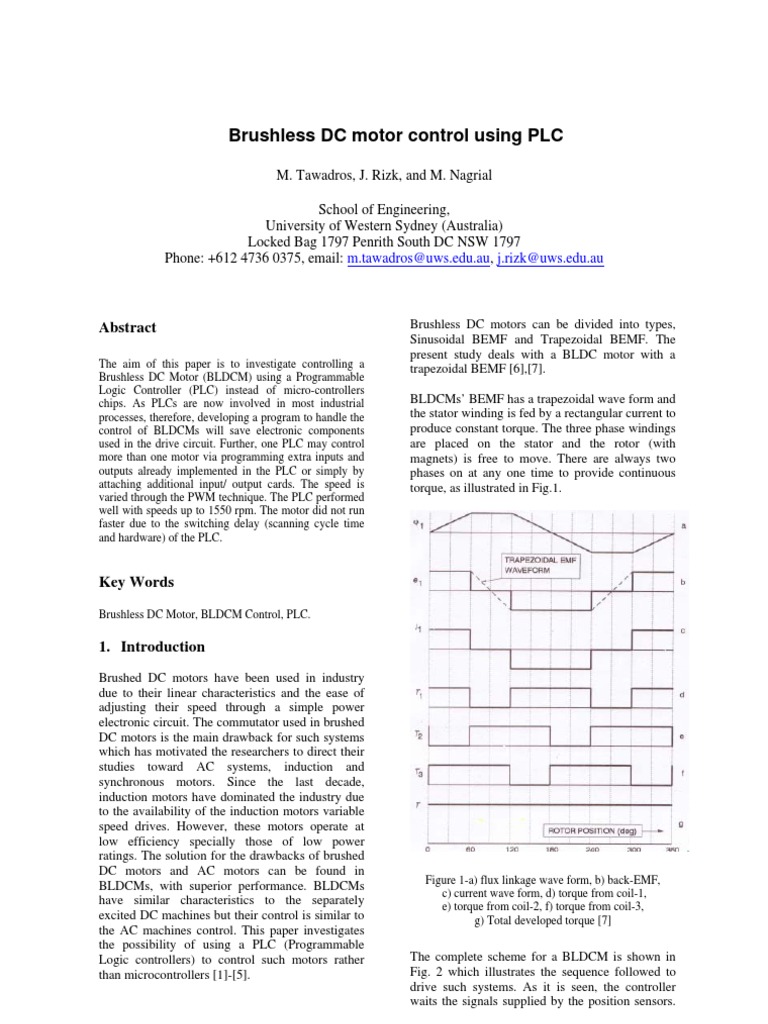 PLC Control of Brushless DC Motors | PDF | Electric Motor ...