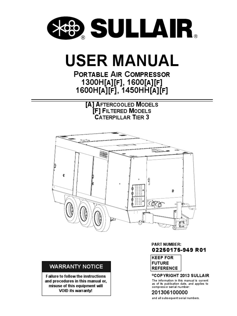 Sullair 1600 T3 Manual | PDF | Gas Compressor | Mechanical Engineering