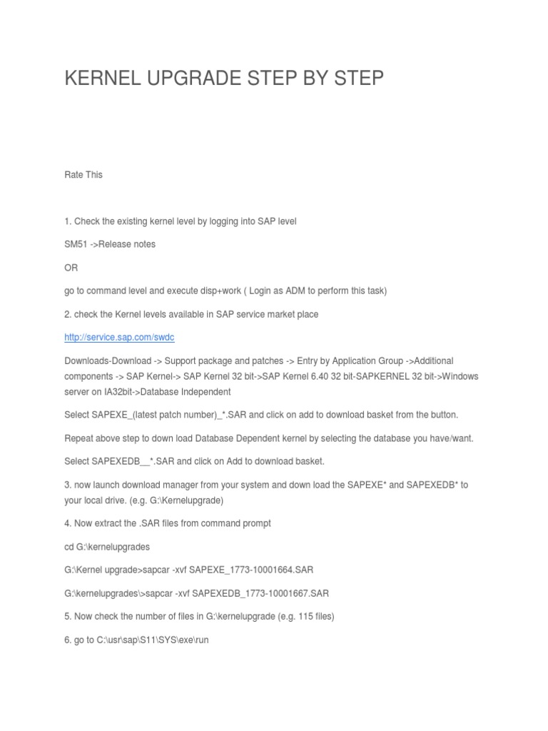 SAP Kernel Upgrade Guide: Step-by-Step | PDF | Kernel (Operating System ...