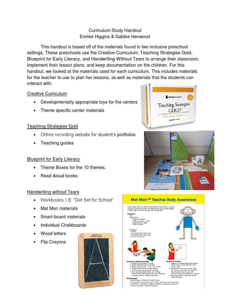 Curriculum Study Handout | PDF | Career & Growth | Language Arts ...