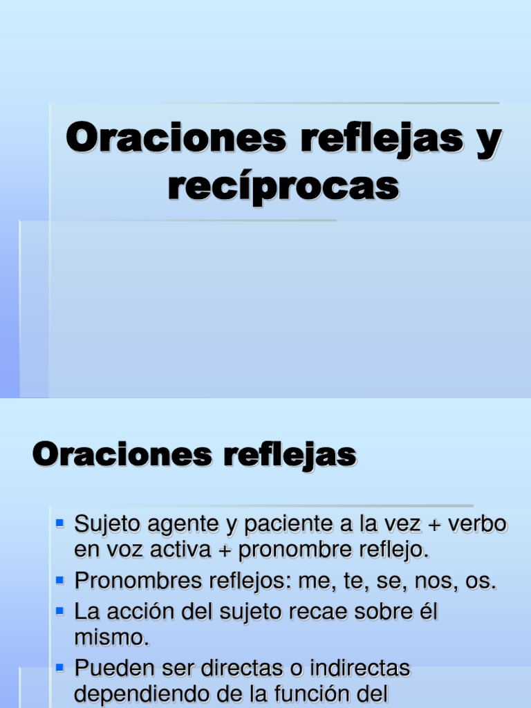 Oraciones reflejas y recíprocas explicadas | PDF