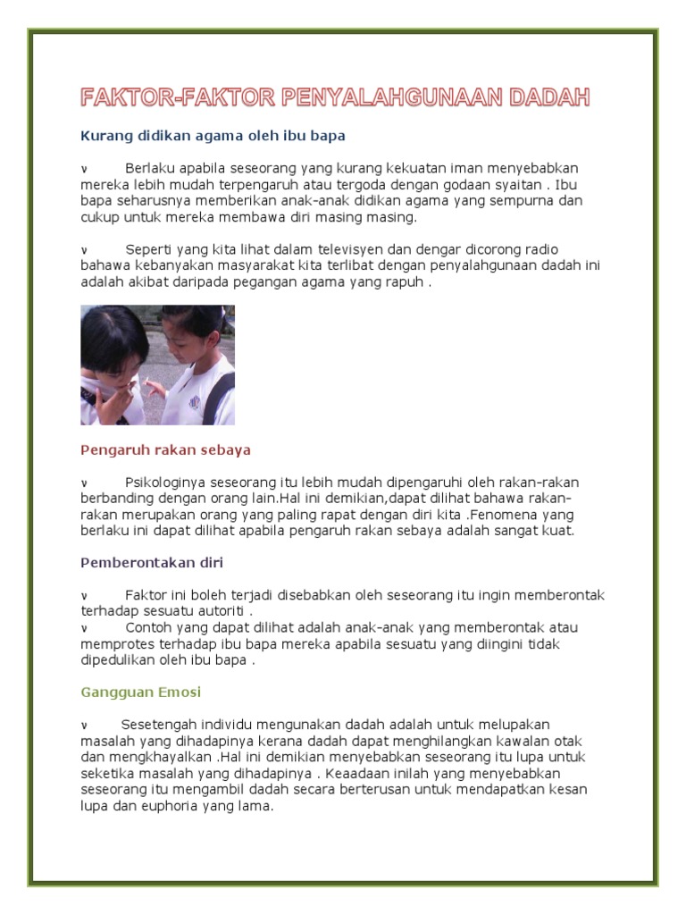 Faktor Pengambilan Dadah Pdf