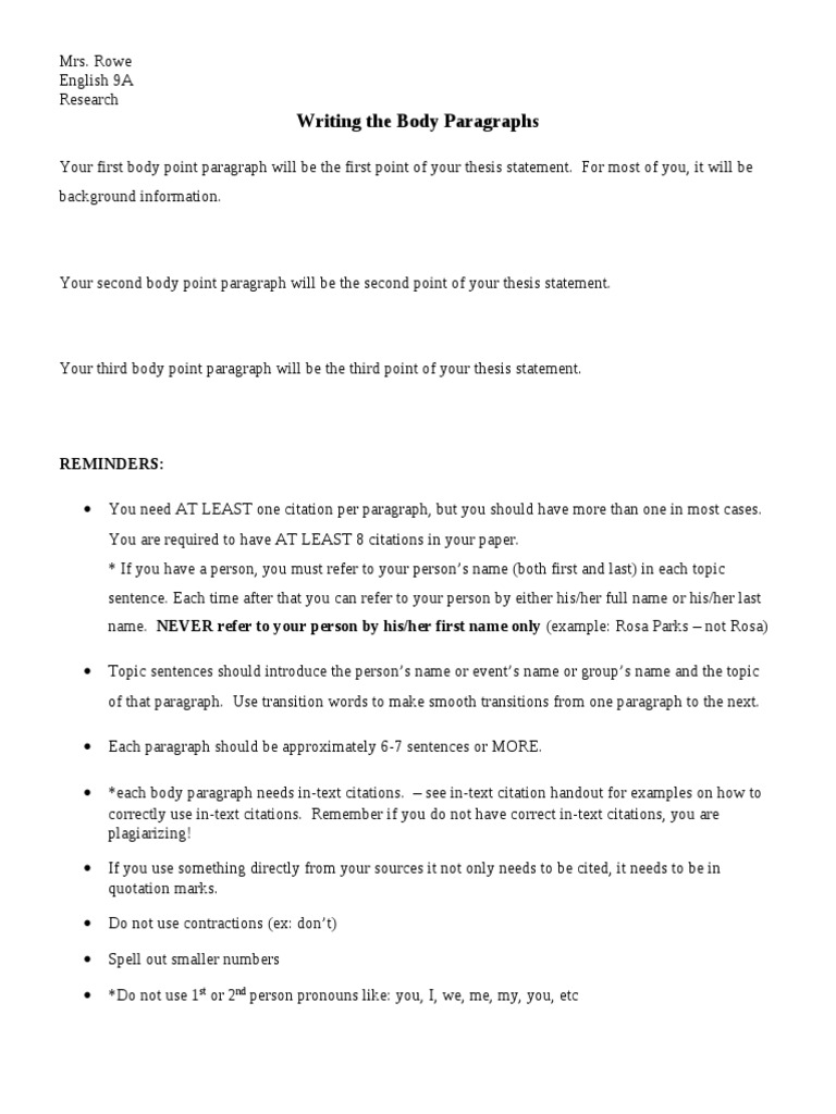 Writing Effective Body Paragraphs | PDF