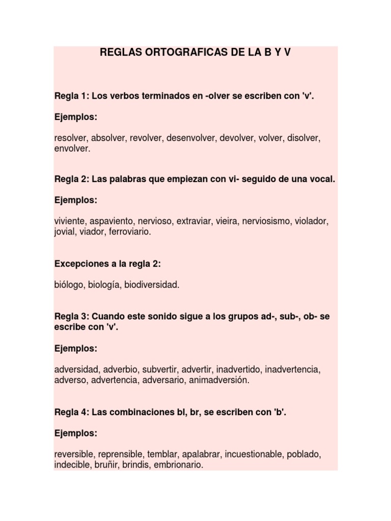 Reglas ortográficas de la B y V | PDF | Onomástica | Lingüística