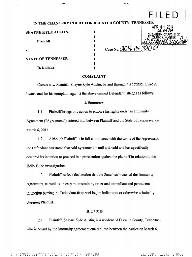 Complaint Austin V TN | PDF | Foreign Language Studies