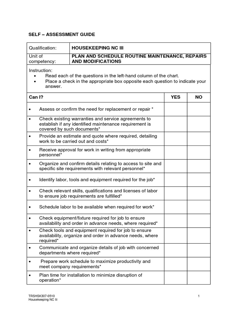 SAG - Housekeeping NC III | PDF | Emergency | Competence (Human Resources)