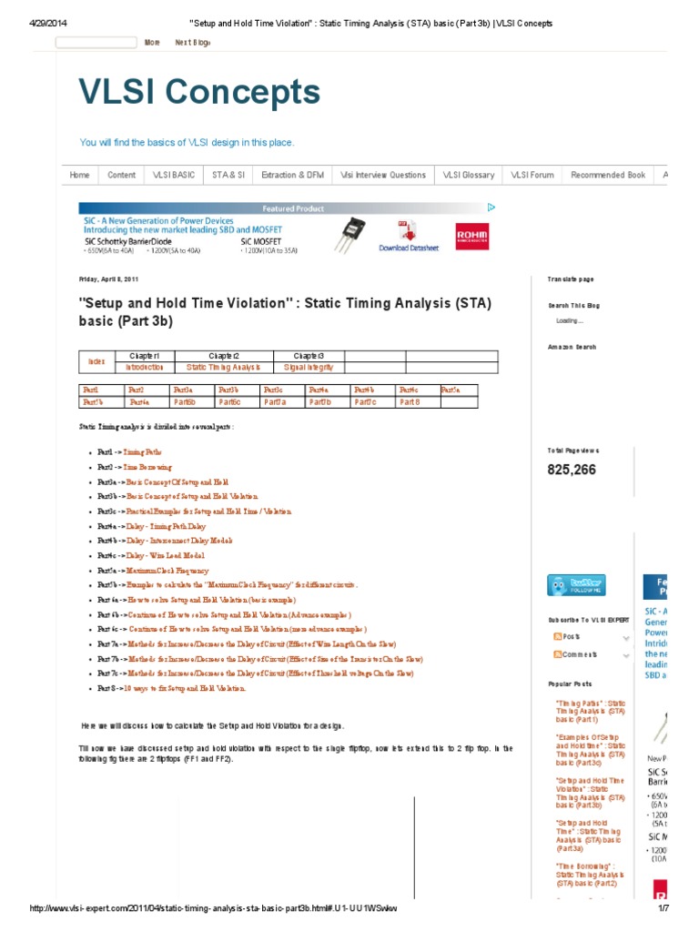 Setup and Hold Time Violation Static Timing Analysis (STA) Basic