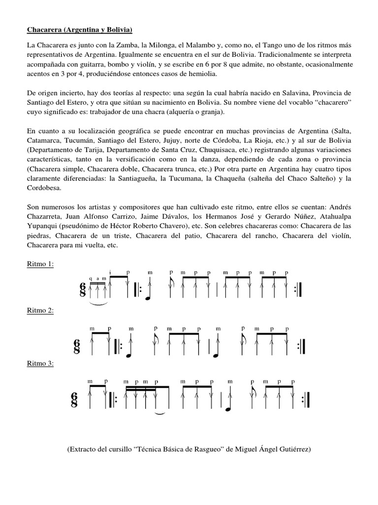 Ritmo y Origen de la Chacarera | PDF