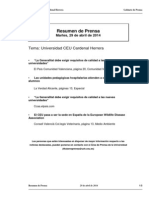 Resumen de Prensa: Tema: Universidad CEU Cardenal Herrera