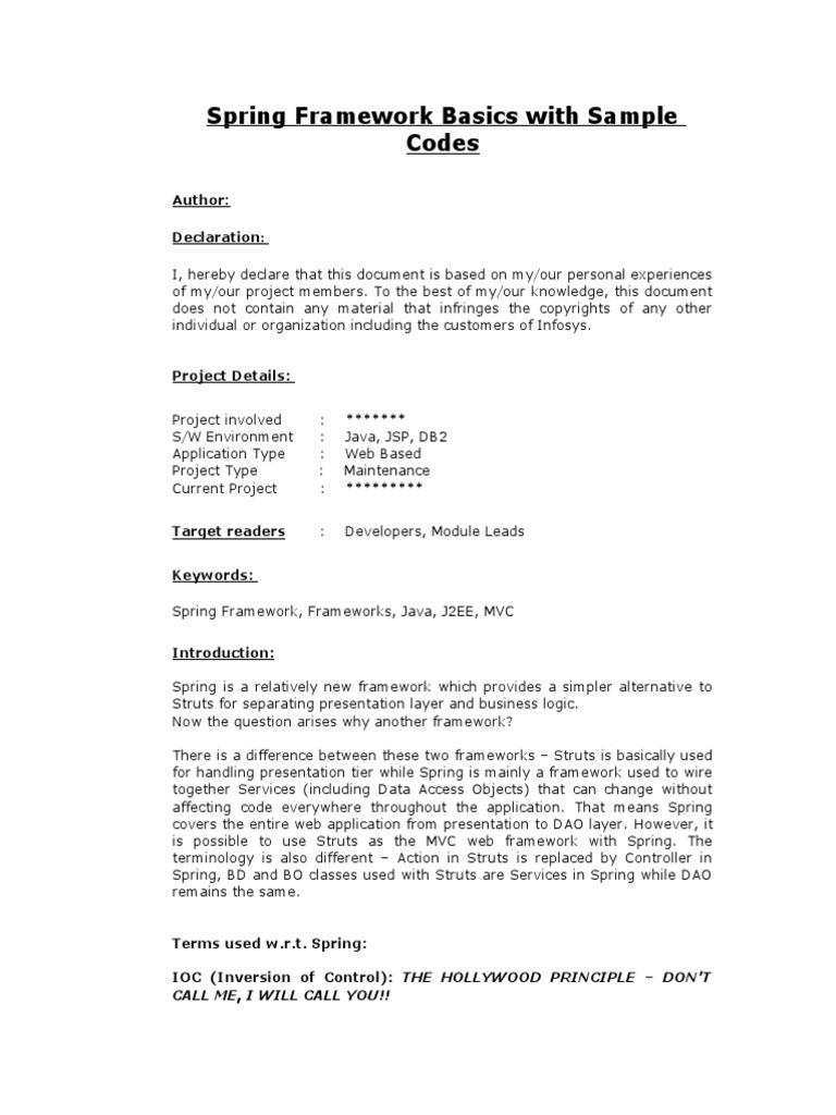 Spring Framework PDF Software Framework Spring Framework