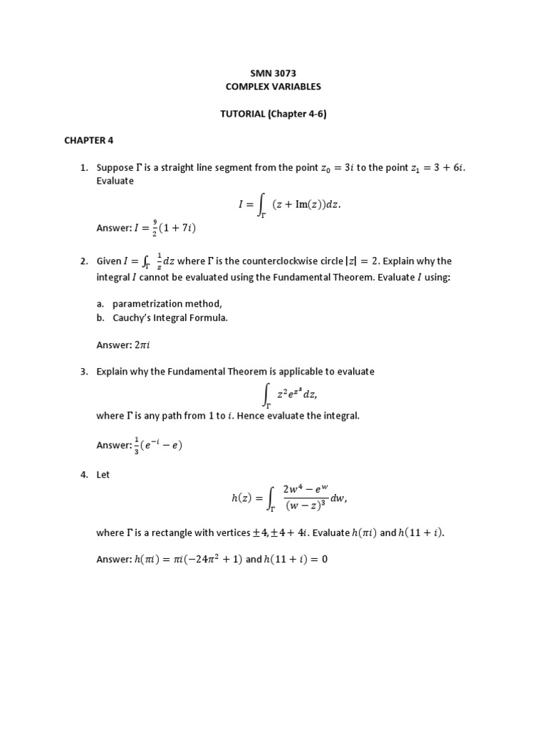 Complex Variables Tutorial | PDF