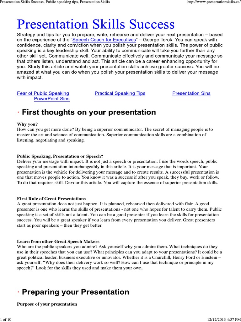 Presentation Skills Success, Public Speaking Tips, Presentation Skills ...