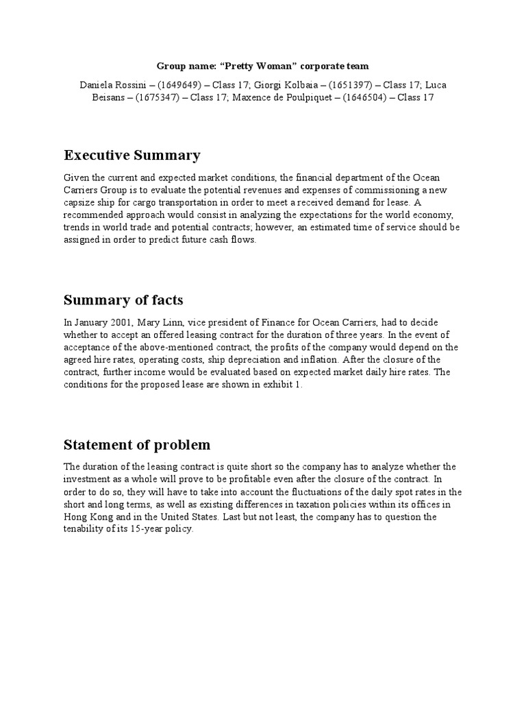 Ocean carriers case solution powerpoint picture