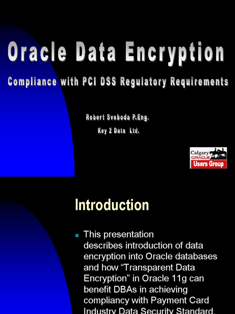 Oracle Data Encryption | PDF | Payment Card Industry Data Security ...