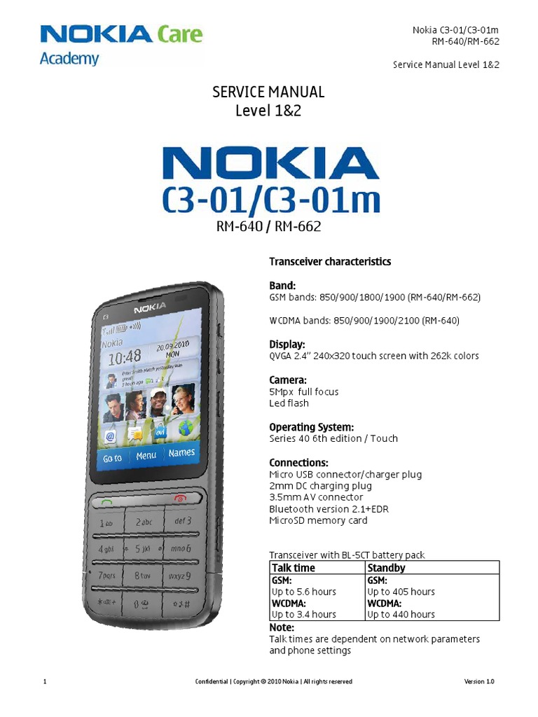 Nokia C3-0Nokia C3-01 Service Manual | Electrostatic Discharge | Battery  (Electricity)