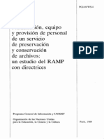 Planificación, Equipo y Provisión de Personal de Un Servicio de Preservación y Conservación de Archivos: Unestudiodel RAMP Con Directrices