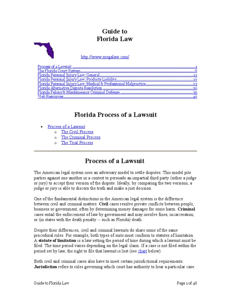 Guide to Florida Law Tort Plea