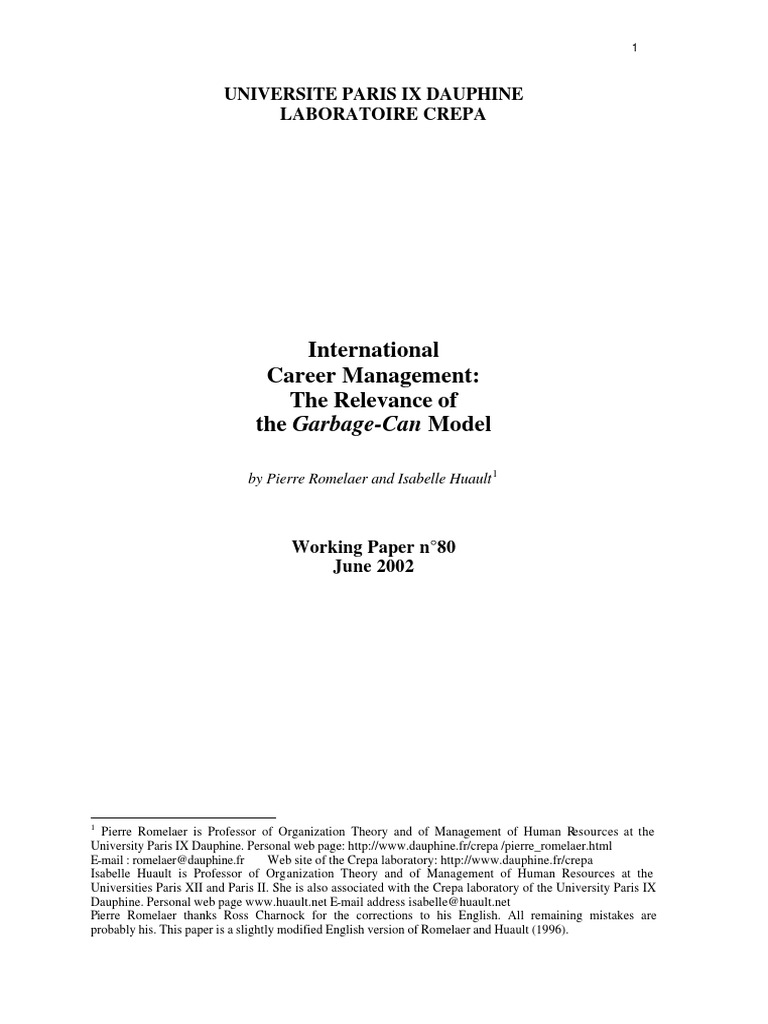 The Relevance of Garbage Can Model PDF Theory Decision Making