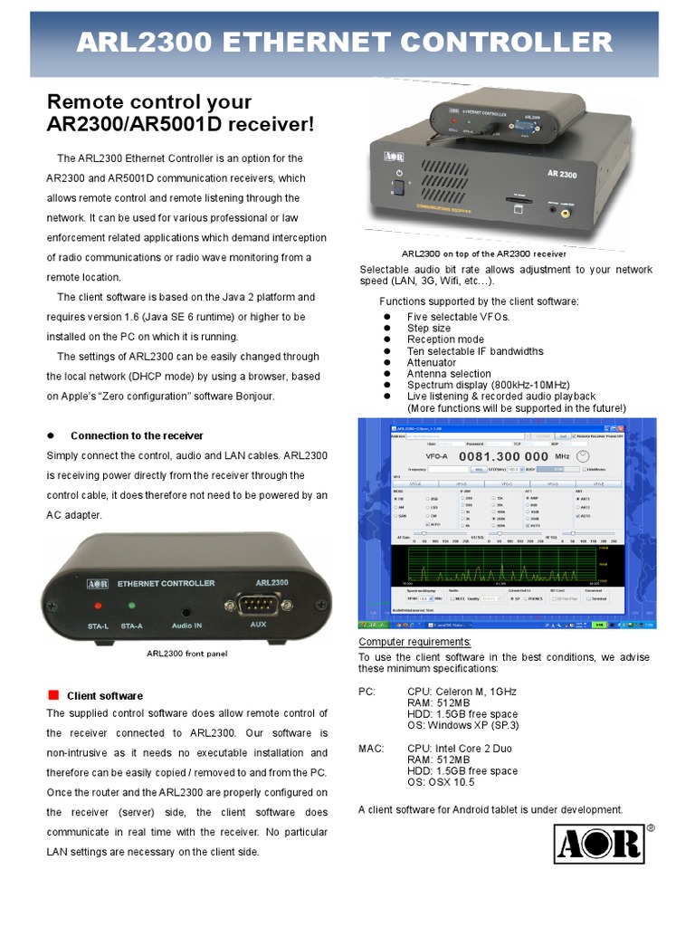 Arl2300 Ethernet Controller: Remote Control Your AR2300/AR5001D ...