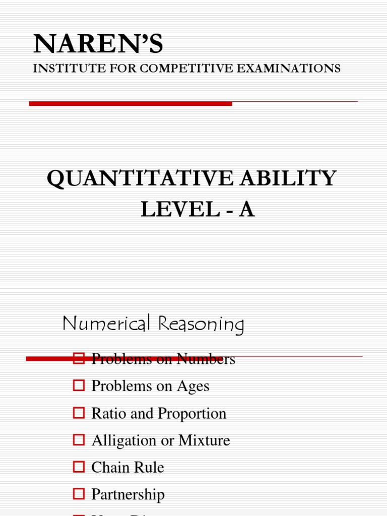 Quantitative Ability Level A Overview | PDF | Area | Compound Interest