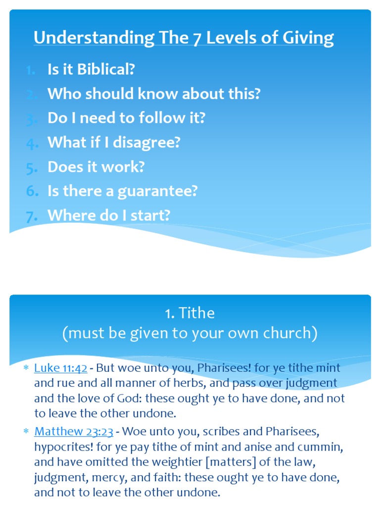 The 7 Levels of Biblical Giving | PDF | Tithe | Gospel Of Matthew