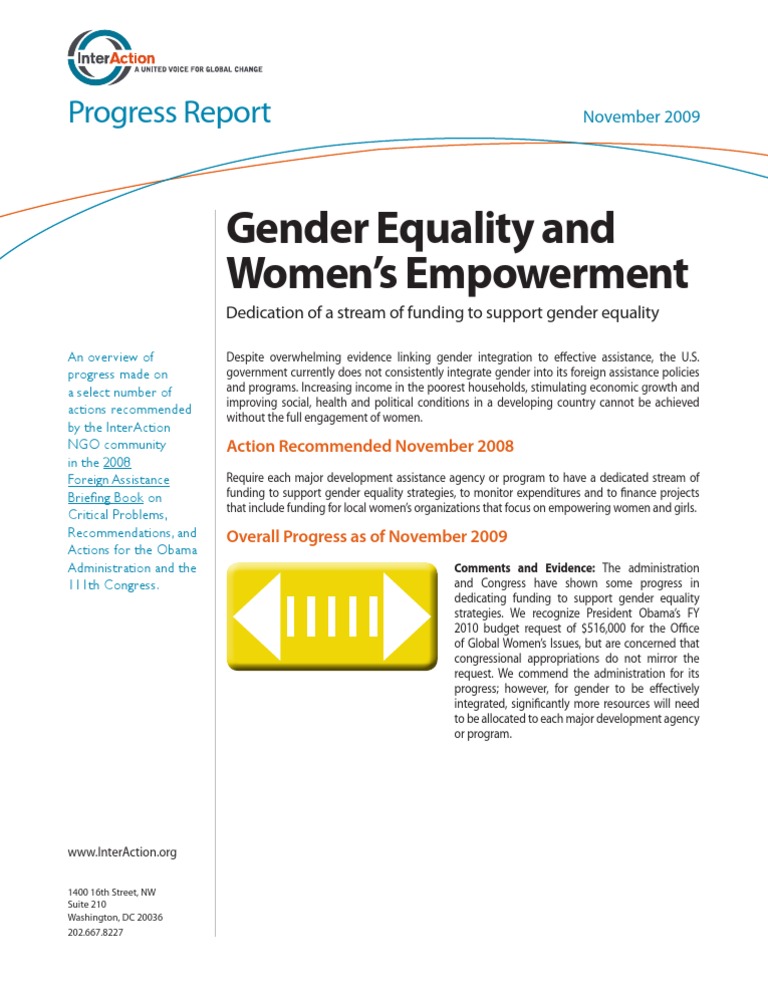 Progress Report Gender Funding | PDF | Empowerment | Development Aid