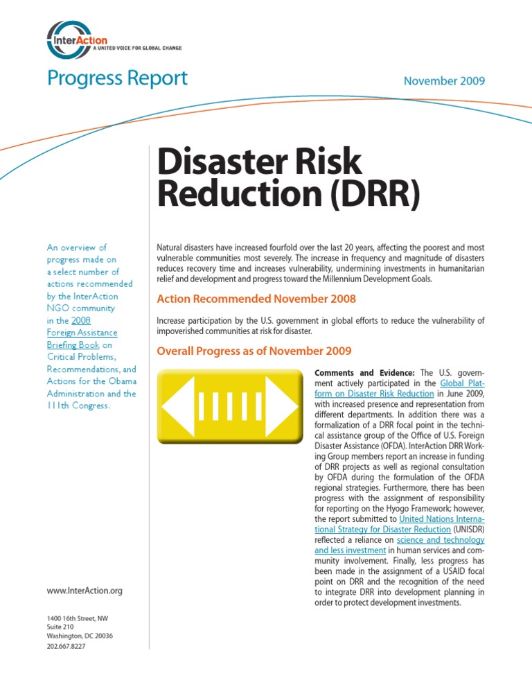 ProgressReport - Disaster Risk Reduction Progress Update | PDF ...