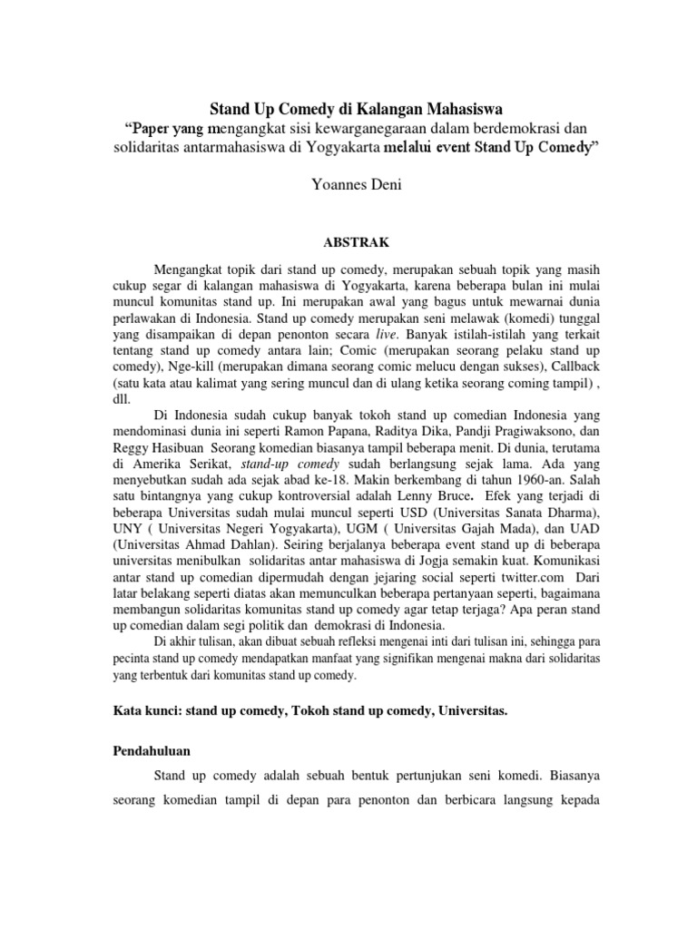 Stand Up Comedian Di Kalangan Mahasiswa