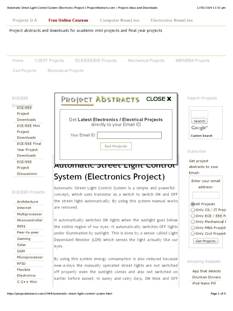 Automatic Street Light Control System | PDF | Electrical Engineering ...